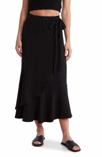 GO COUTURE Faux Wrap Midi Skirt