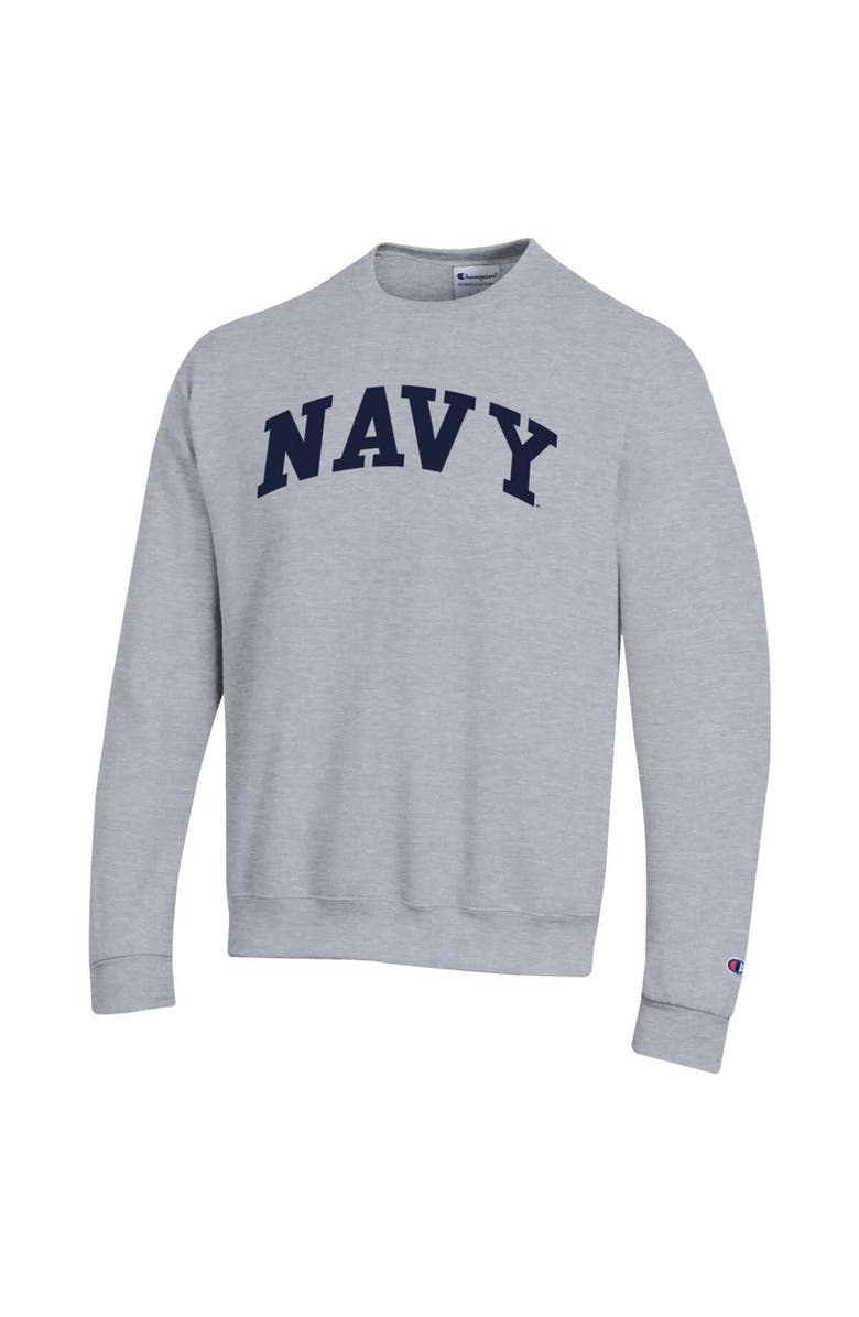 Champion Men's Champion Heather Gray Navy Midshipmen Basic Arch Fleece Pullover Sweatshirt, Alternate, color, Heather Gray