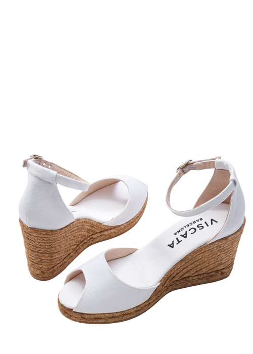 Viscata Aiguafreda Limited Edition Canvas Espadrille Sandal Wedges In White