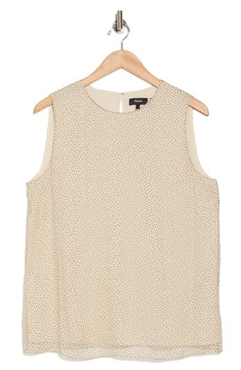 Theory Sleeveless Silk Shell Tank Top In Oatmeal Multi