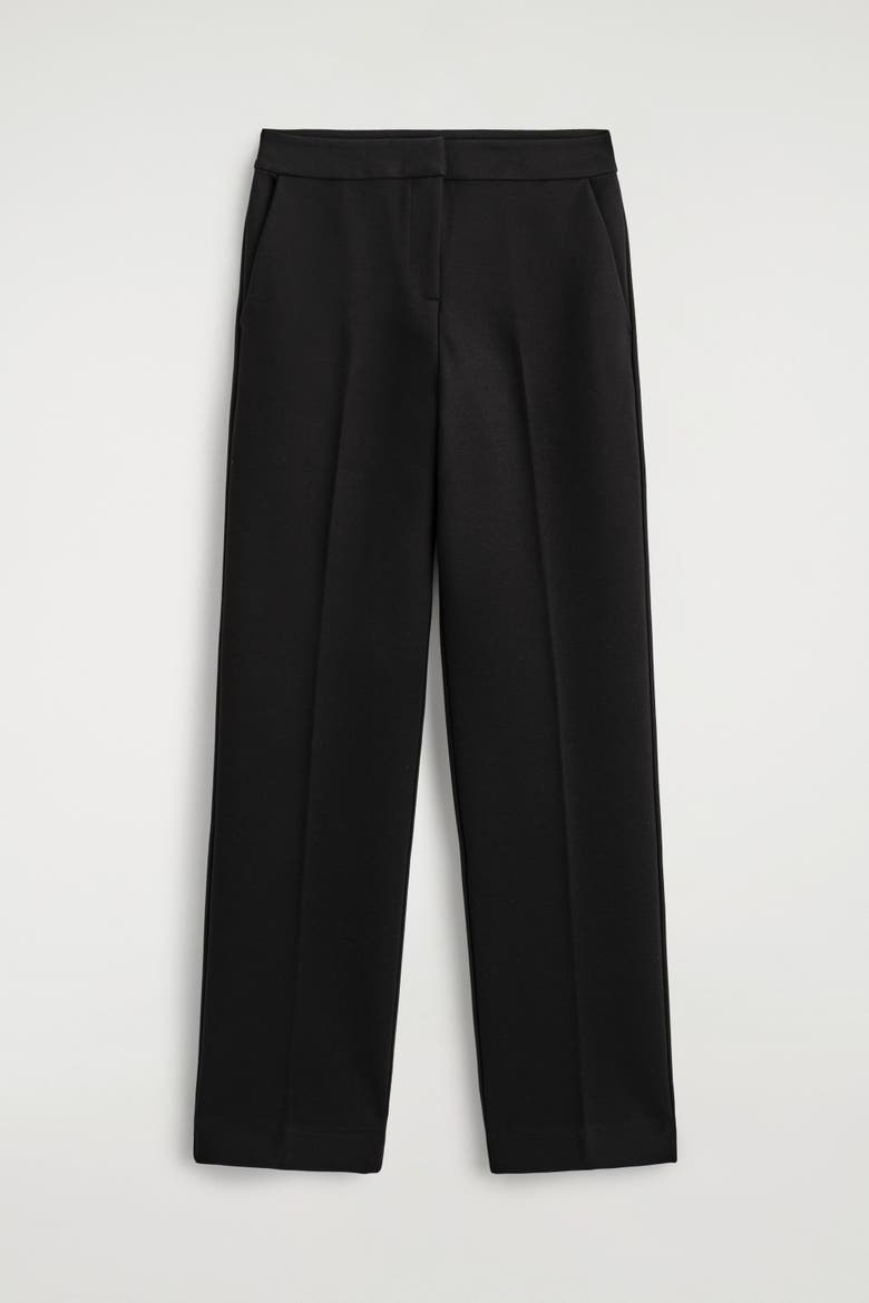 Tailored Straight-leg Pants, Alternate, color, BLACK