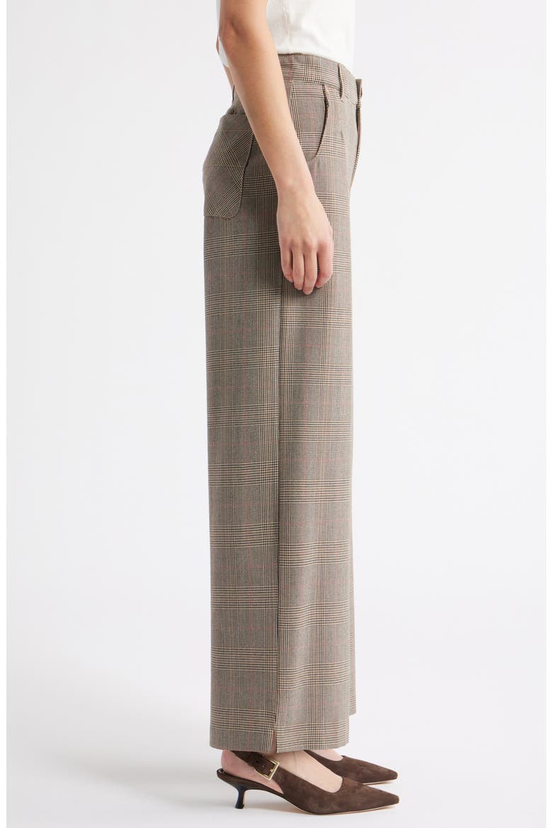 Whitney Skyrise Glen Plaid Pleated Wide Leg Trousers, Alternate, color, TAUPE MULTI