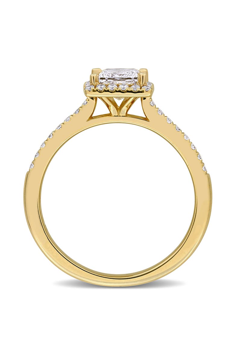Lab-Grown Diamond Princess Halo Ring 14k, Alternate, color, Yellow Gold