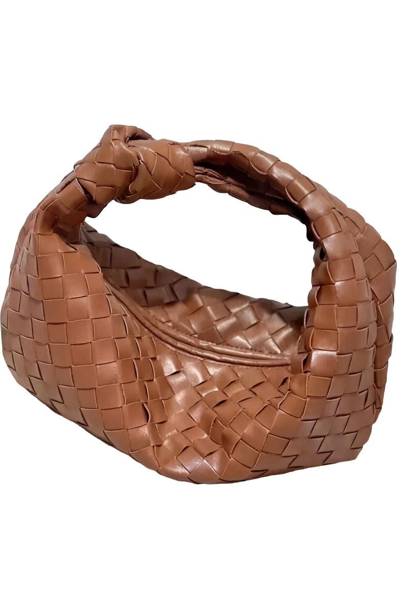 Adornia Woven Faux Leather Crescent Bag, Main, color, Brown