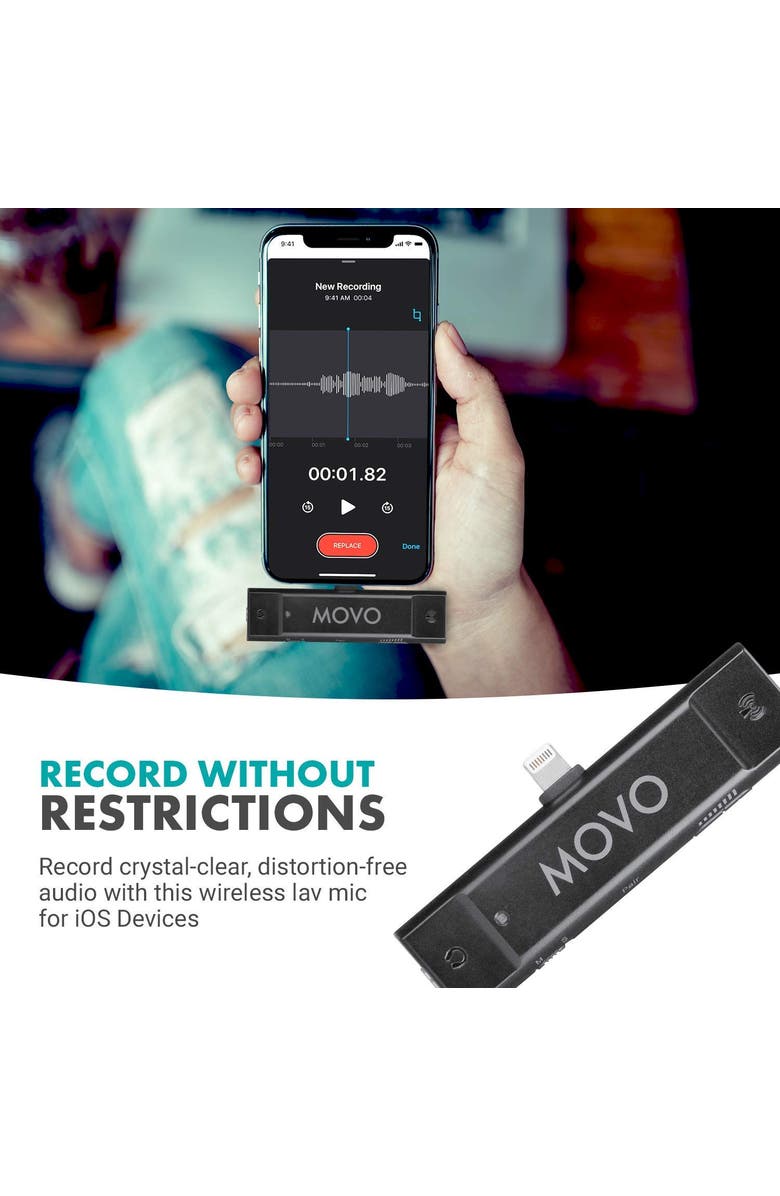 MOVO Edge-DI Wireless Lavalier for iPhone, Alternate, color, Black