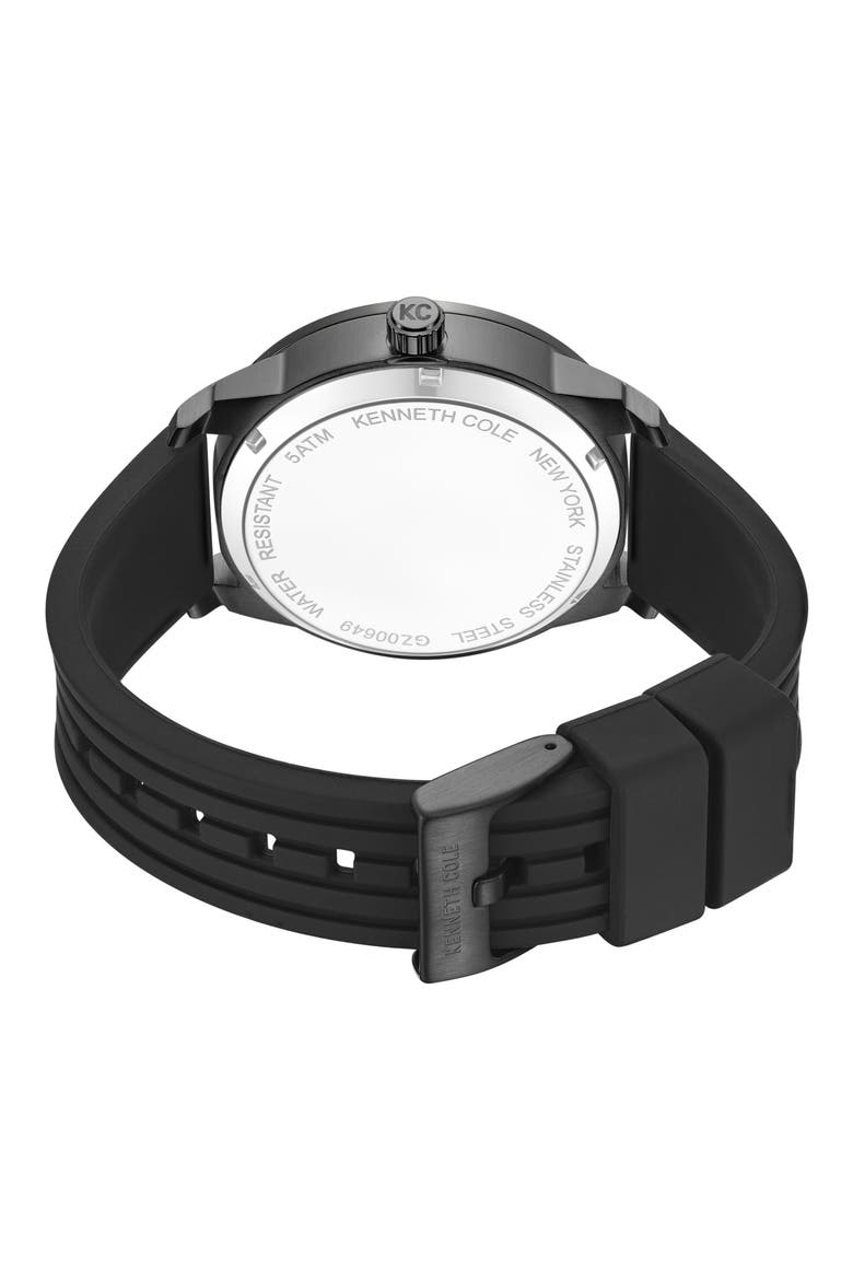 Skeleton Black Automatic Silicone Strap Watch, 44mm, Alternate, color, BLACK