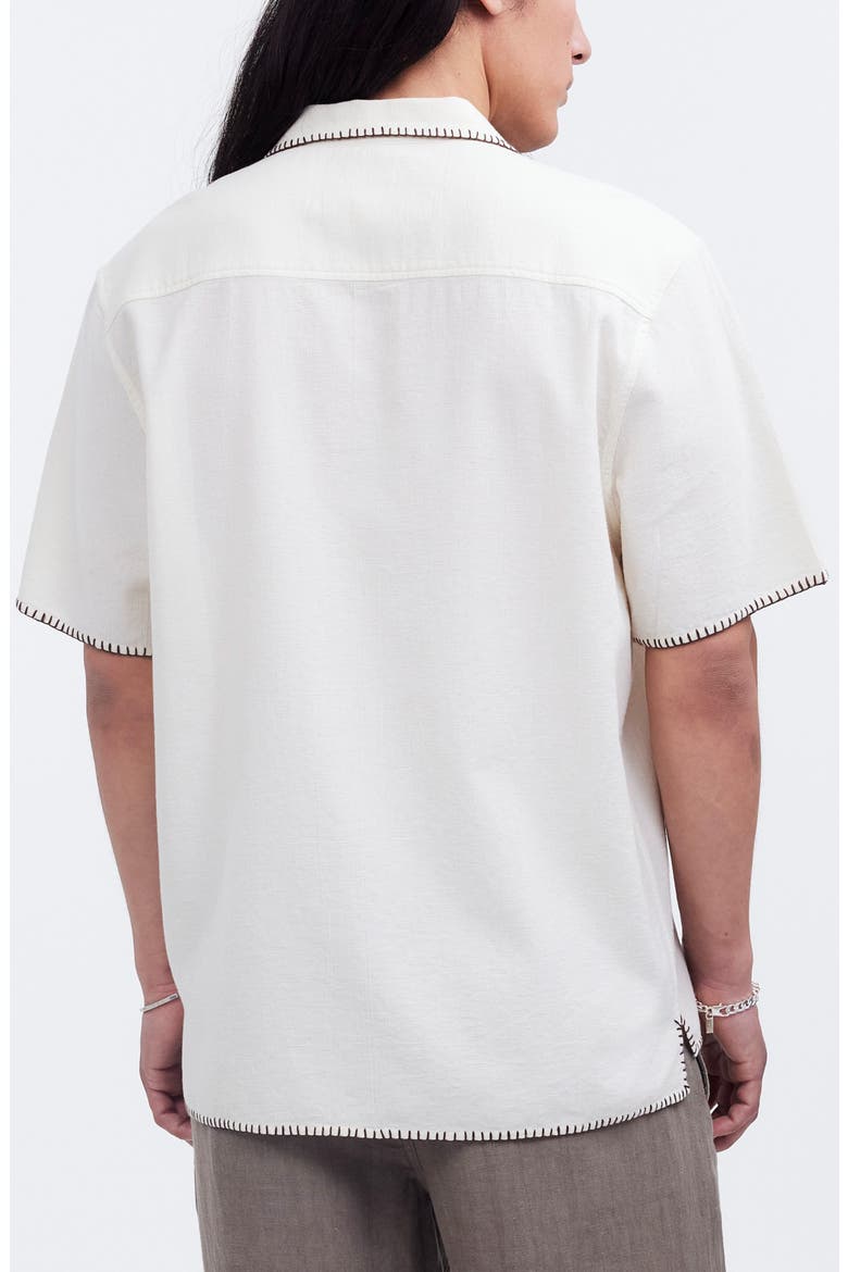 Textured Gauze Easy Short Sleeve Button-Up Shirt, Alternate, color, PARCHMENT