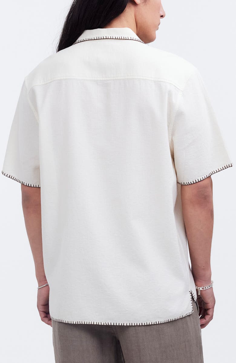 Madewell Textured Gauze Easy Short Sleeve Button-Up Shirt, Alternate, color, Parchment