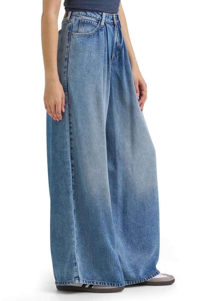 Slouchy Pleated Wide Leg Jeans, Alternate, color, PREPPY BLUE