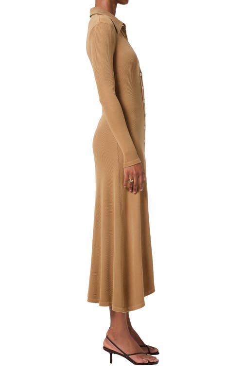 Shop Citizens Of Humanity Gila Long Sleeve Rib Polo Shirtdress In Marcona