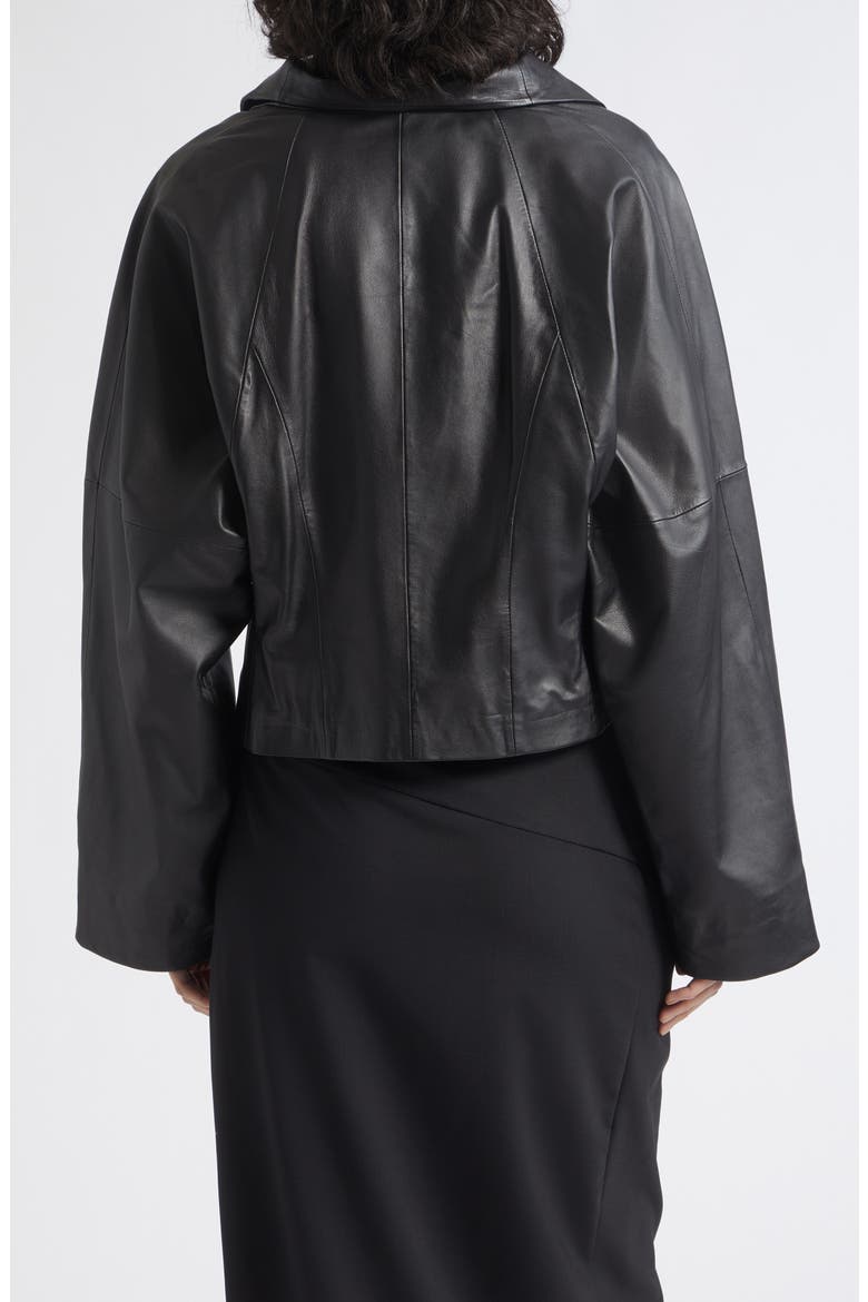 Leather Double Breasted Jacket, Alternate, color, BLACK