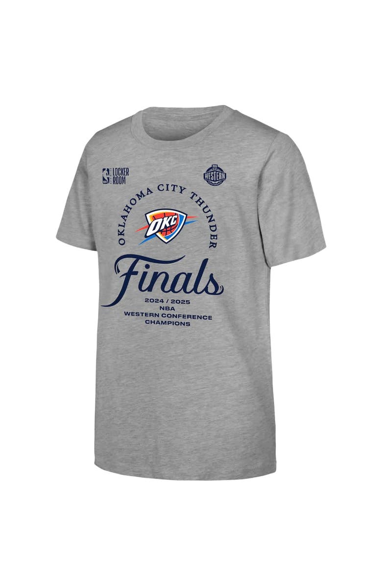 Outerstuff Youth  Gray Oklahoma City Thunder 2025 Western Conference Champions Locker Room T-Shirt, Alternate, color, 