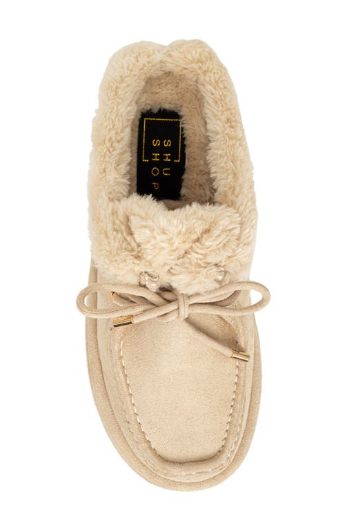 Shushop Tulsa Faux Fur Platform Slipper In Neutral
