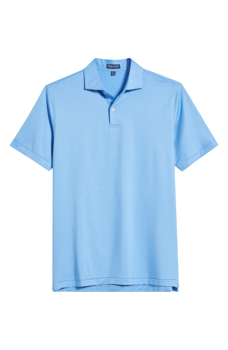 Peter Millar Empire Stripe Performance Jersey Polo, Alternate, color, Fountain Blue