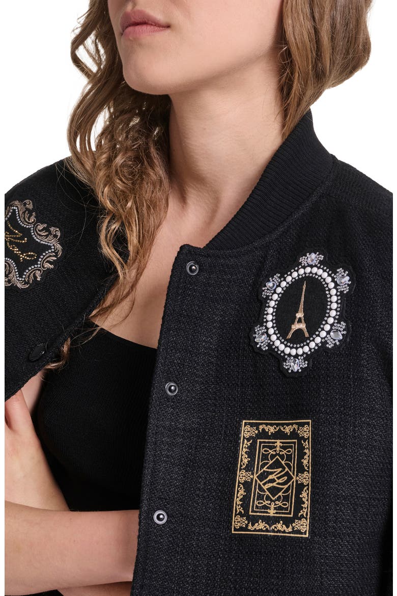 Paris Patch Bomber Jacket, Alternate, color, BLACK
