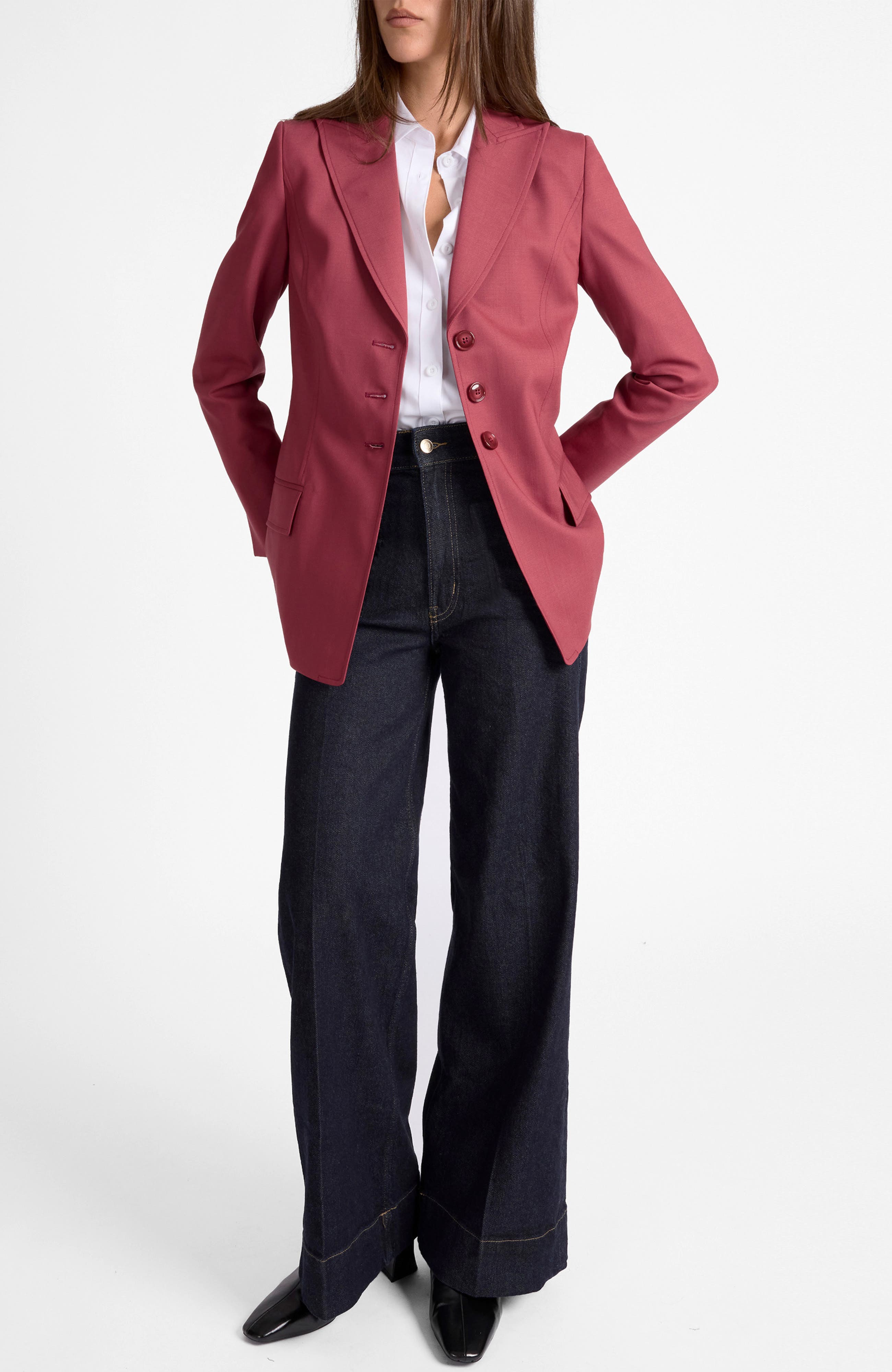 Freya Three Button Jacket in Stretch Wool - image 2