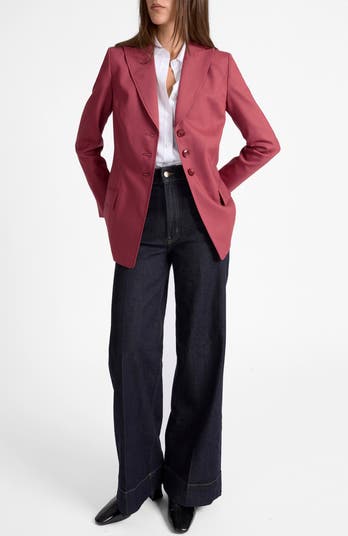 Freya Three Button Jacket in Stretch Wool
