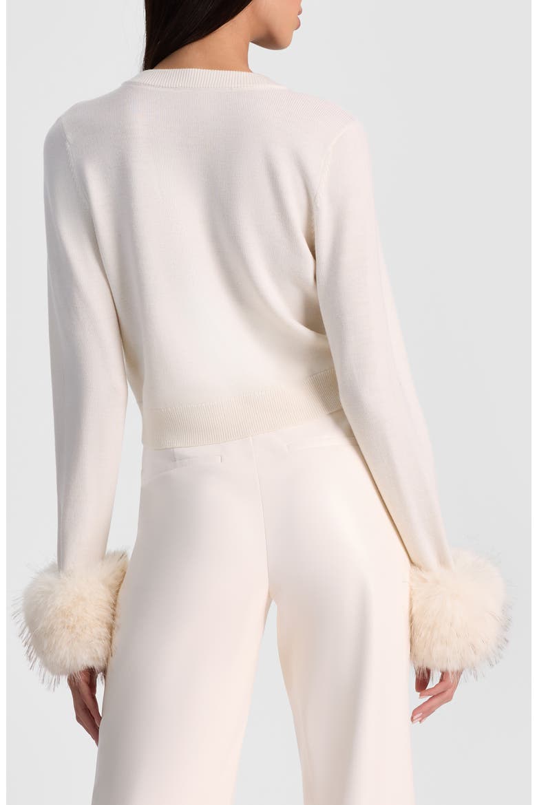 Dollie Faux Fur Cuff Wool Cardigan, Alternate, color, SOFT WHITE
