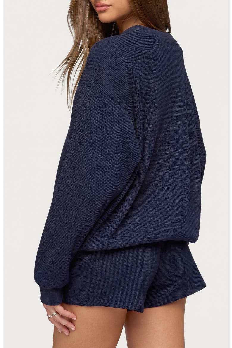 Baila Waffle Knit Henley Top, Alternate, color, NAVY