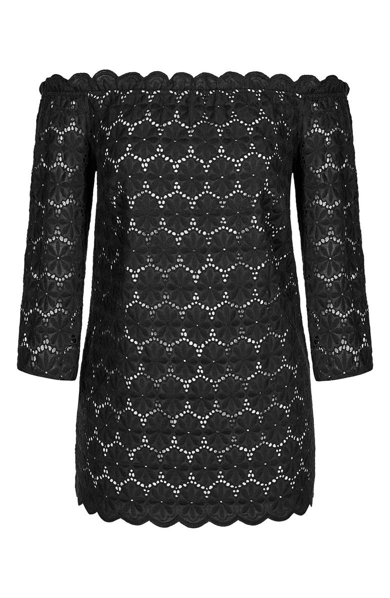 City Chic Swiss Affair Lace Off the Shoulder Top, Alternate, color,