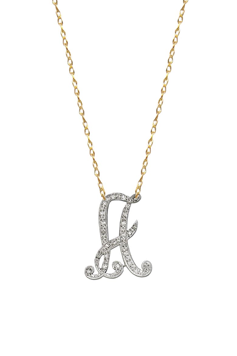 Diamond Initial Pendant Necklace, Main, color, GOLD A