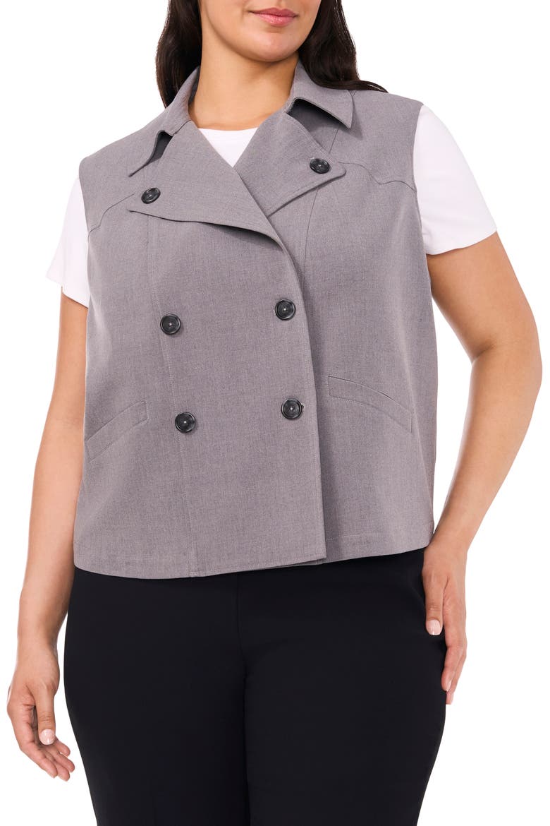 Double Breasted Trench Vest, Alternate, color, SILVER SMOKE GREY