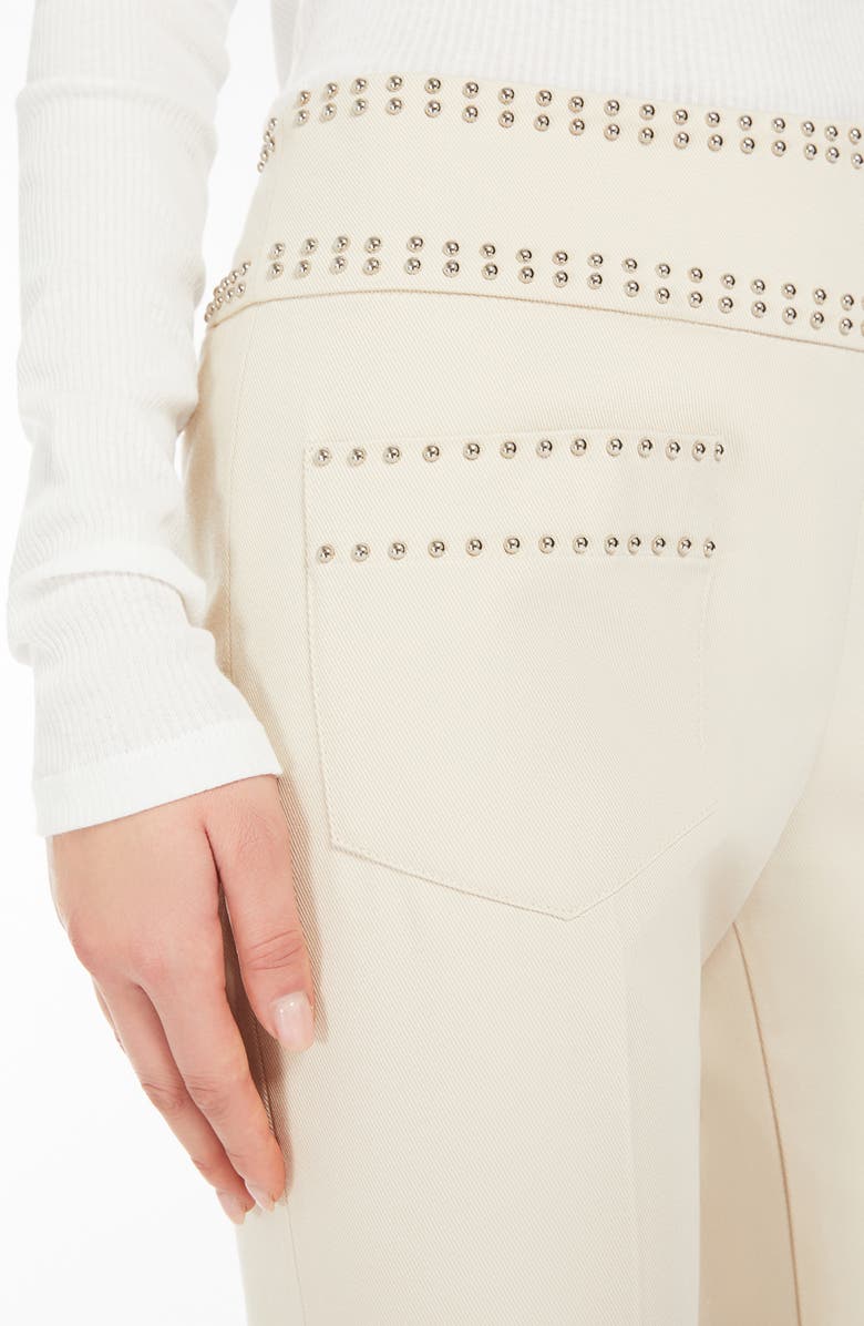 Weekend Max Mara Studded Stretch Cotton Ankle Pants, Alternate, color, Beige