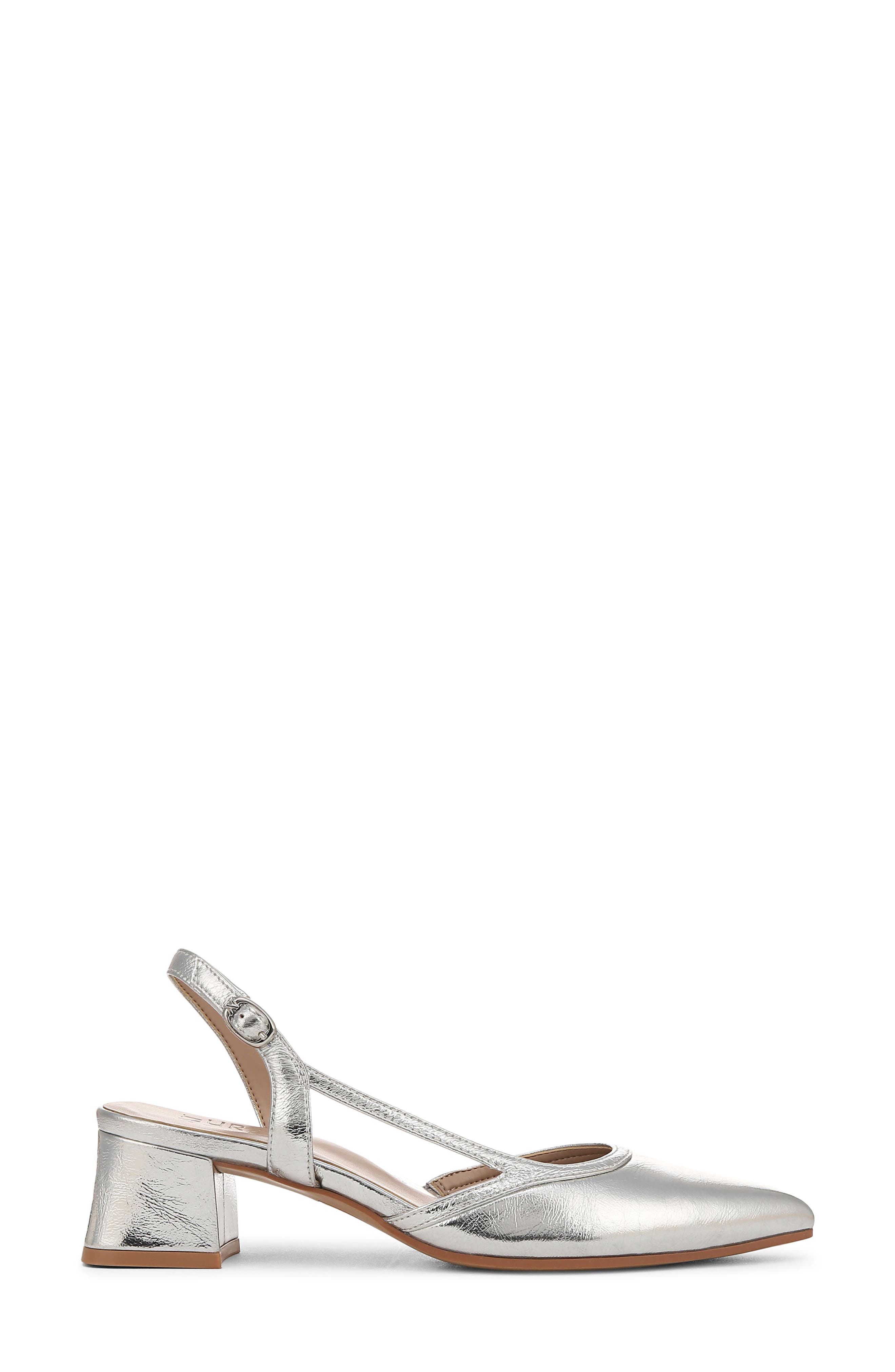 Mila Pointed Toe Slingback Pump, Alternate, color, SILVER