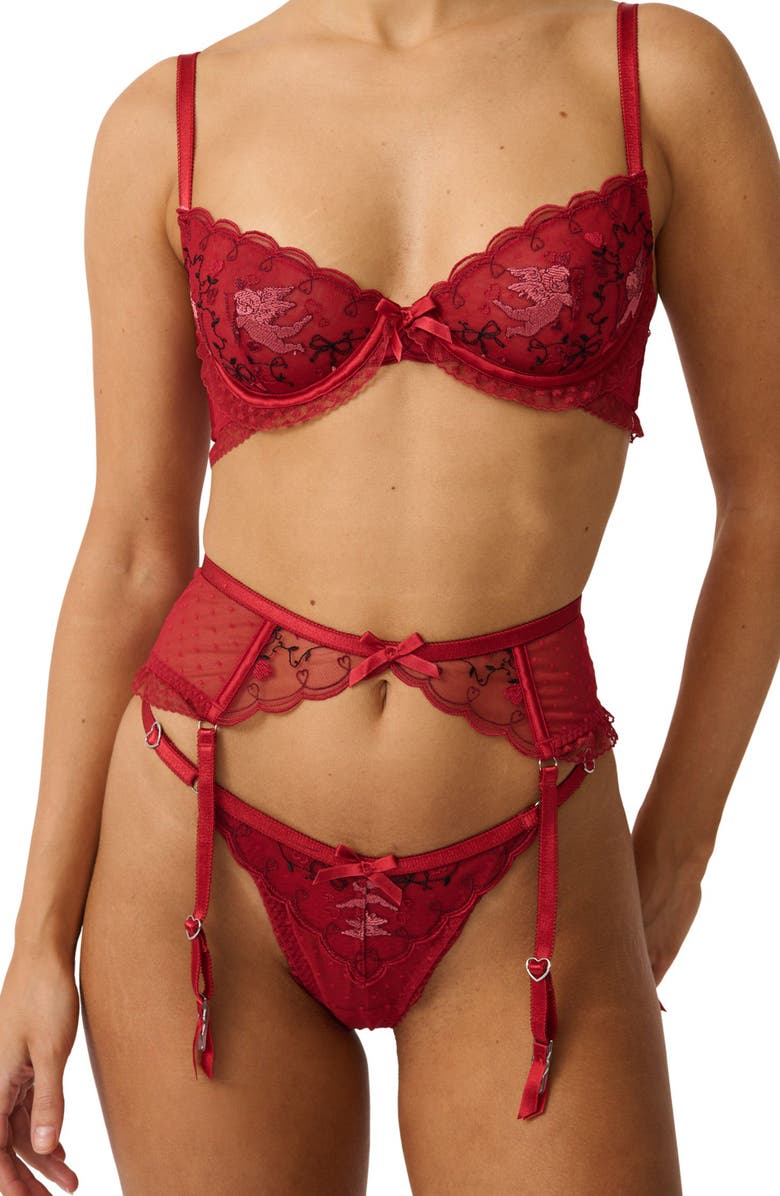 Kat The Label Cupid Garter Belt, Alternate, color, Red