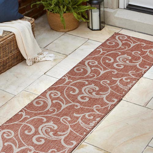 Shop Jonathan Y Maribel Traditional Classic All-over Scroll Indoor/outdoor Area Rug In Salmon/cream