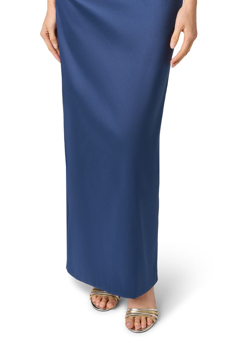 Stretch Mikado Column Gown, Alternate, color, NAVY