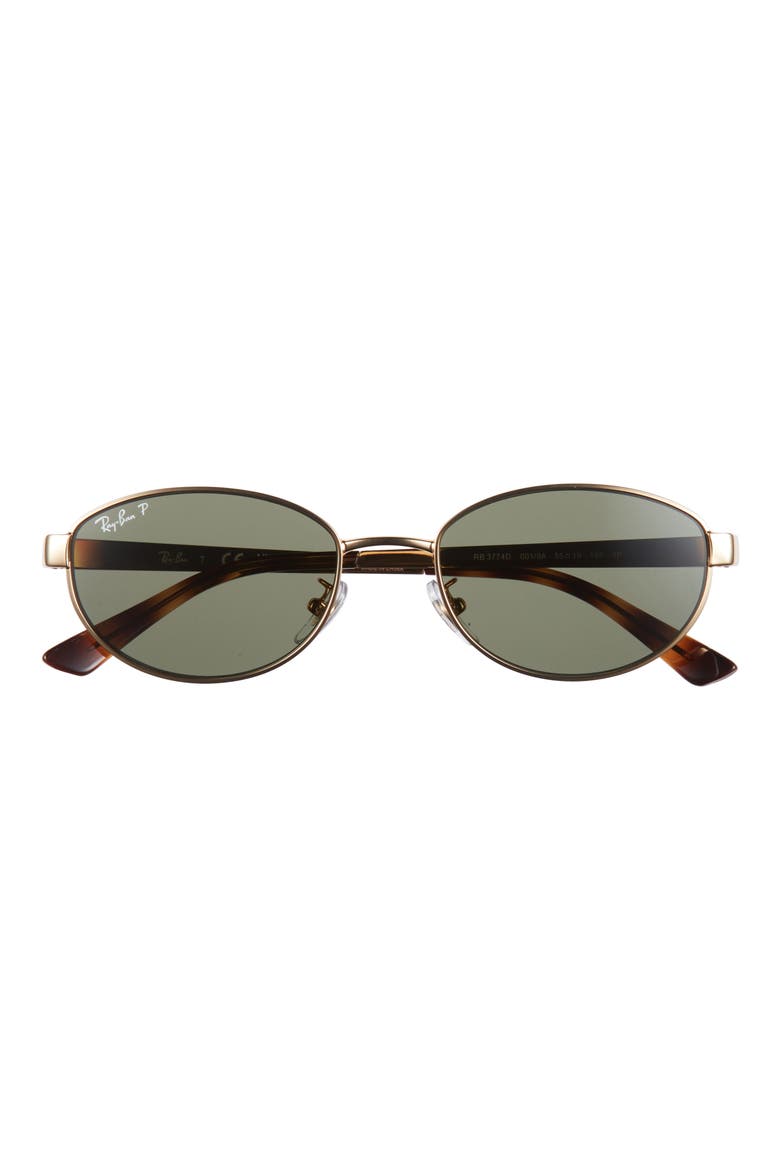 55mm Polarized Oval Sunglasses, Main, color, ARISTA / DARK GREEN POLAR