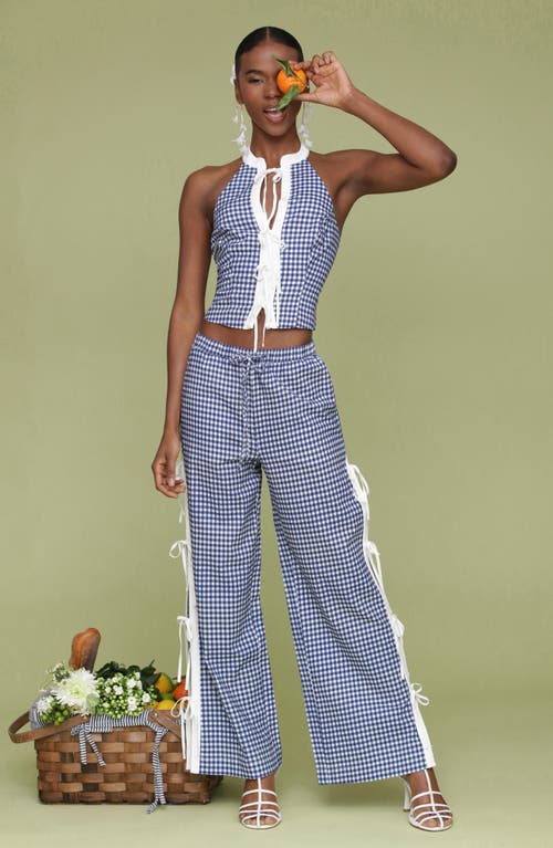 AVEC LES FILLES AVEC LES FILLES SIDE TIE GINGHAM DRAWSTRING PANTS