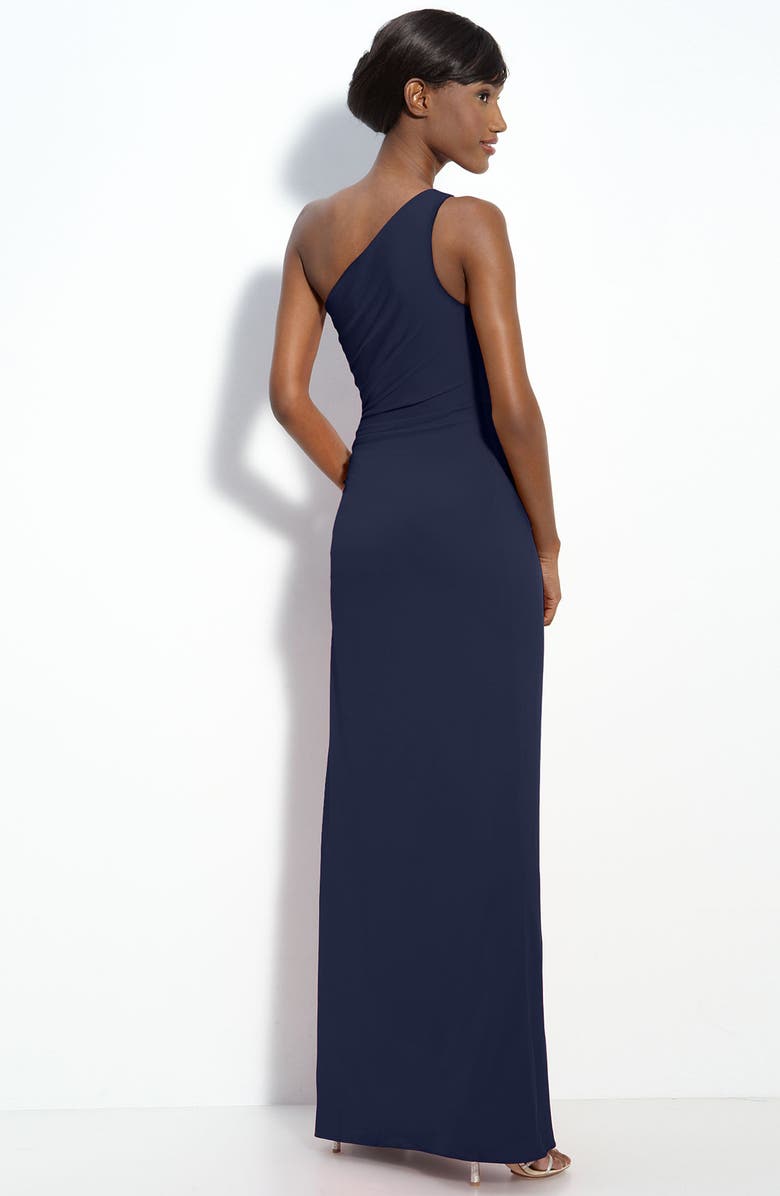 Laundry by Shelli Segal Beaded Panel One-Shoulder Jersey Gown, Alternate, color, 