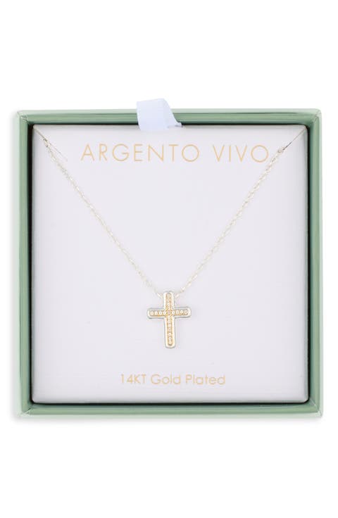 Cubic Zirconia Bubble Cross Necklace