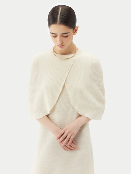 Gobi Mongolian Cashmere Lightweight Silk Cashmere Capelet In White
