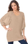 Roaman's Lace Sleeve Sweater