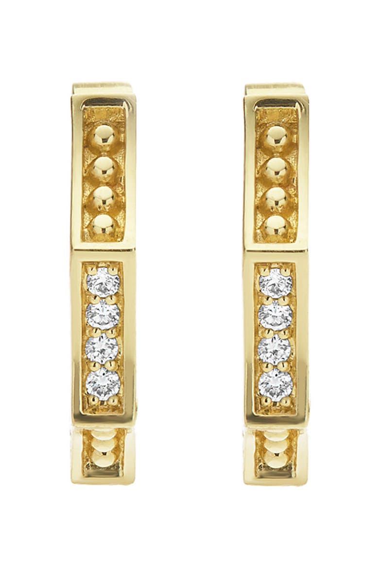 18K Gold Caviar Diamond Hexagon Hoop Earrings, Alternate, color, GOLD