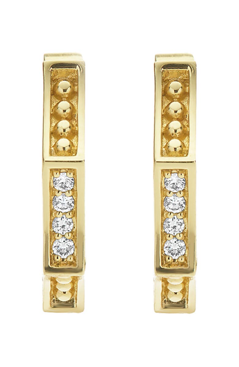 LAGOS 18K Gold Caviar Diamond Hexagon Hoop Earrings, Alternate, color, Gold