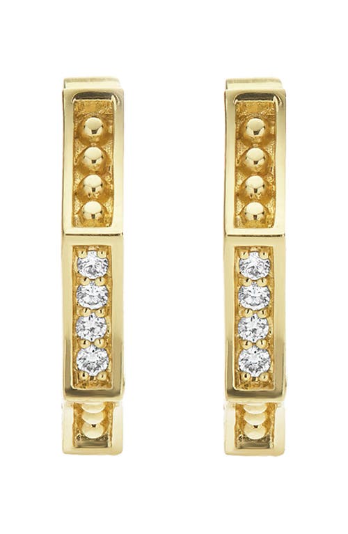 Lagos 18k Yellow Gold Caviar Gold Diamond Hexagon Huggie Hoop Earrings In Gold