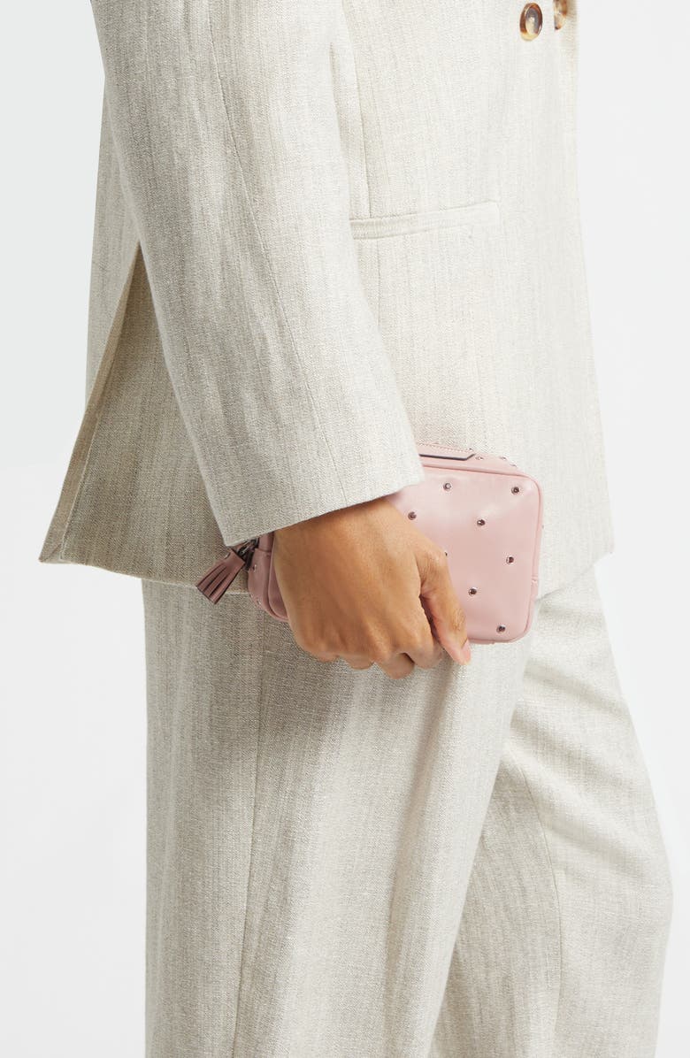 Anya Hindmarch Important Things Crystal Embellished Leather Pouch, Alternate, color, Rose