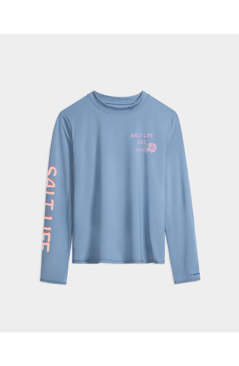 Salt Life Keep Surfing Performance Long Sleeve Tee, Main, color, Glacial Blue Heather