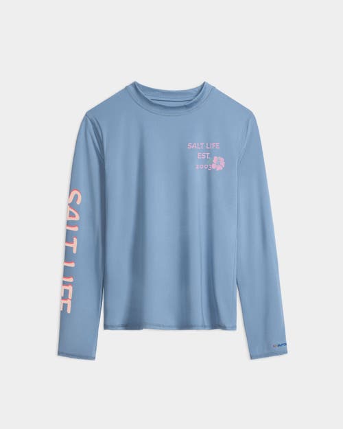 Salt Life Keep Surfing Performance Long Sleeve Tee In Blue