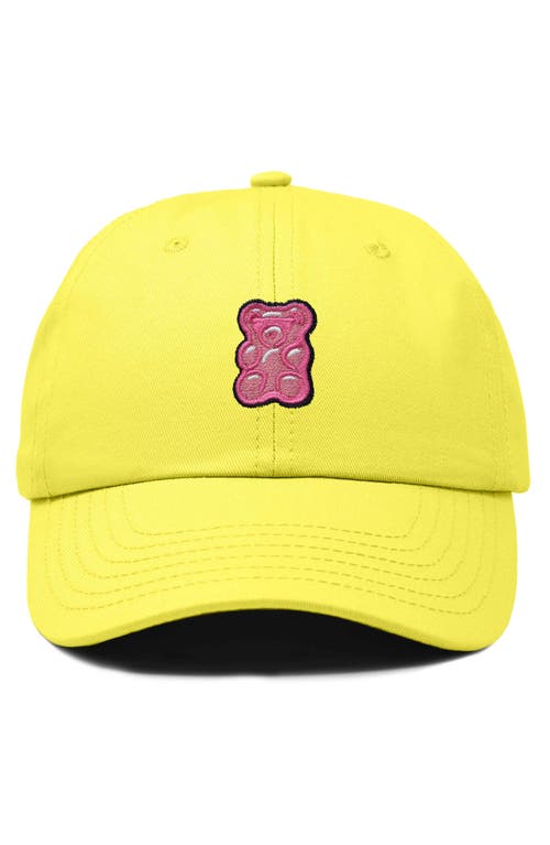 Dalix Pink Gummy Embroidered Casual Cap In Yellow
