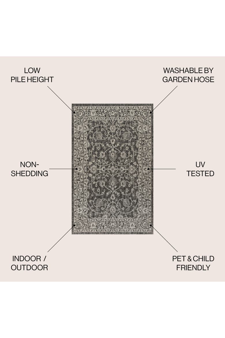 Palazzo Vine and Border Textured Weave Indoor/Outdoor Rug, Alternate, color, Black/Gray