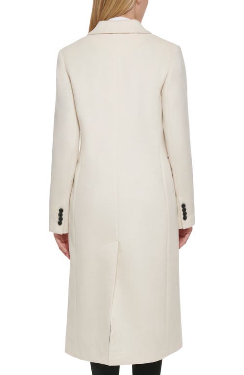 Karl Lagerfeld Wool Blend Double Breasted Coat In White