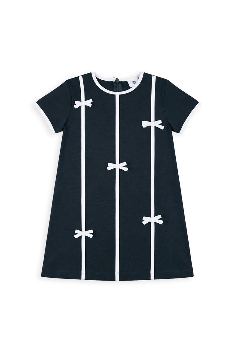 Knit Dress with Bows, Main, color, Navy