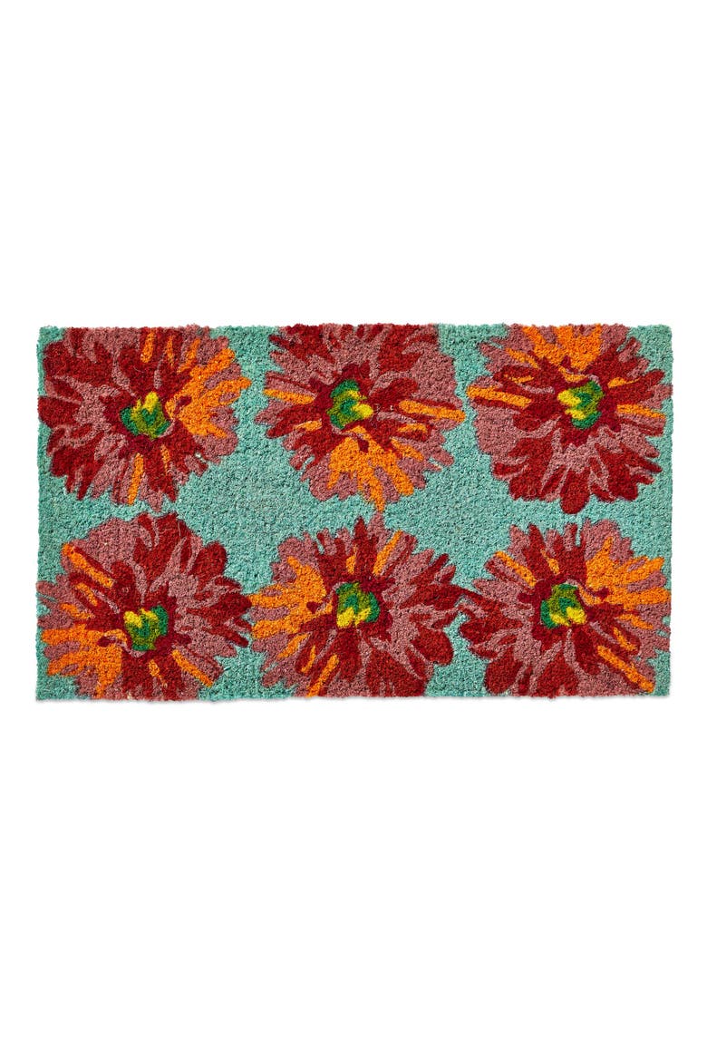 Blooming Coir Mat Rectangle Indoor Outdoor Welcome Mat, Main, color, Red