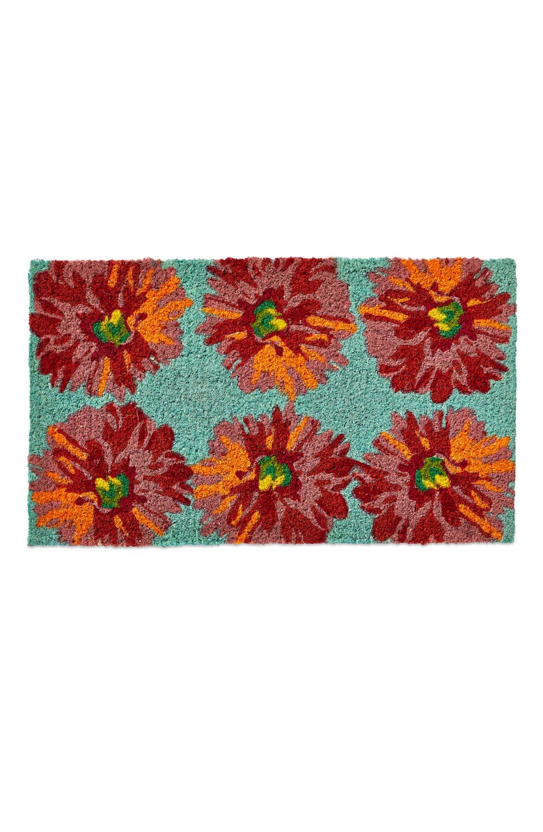 tag Blooming Coir Mat Rectangle Indoor Outdoor Welcome Mat, Main, color, Red