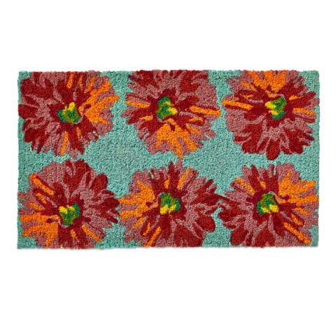 Blooming Coir Mat Rectangle Indoor Outdoor Welcome Mat